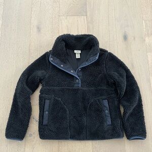 L.L. Bean Black Hi-Pile Fleece Pullover Jacket